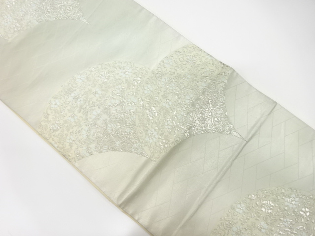 アンティーク　桧垣に華文模様織り出し袋帯(着用可)